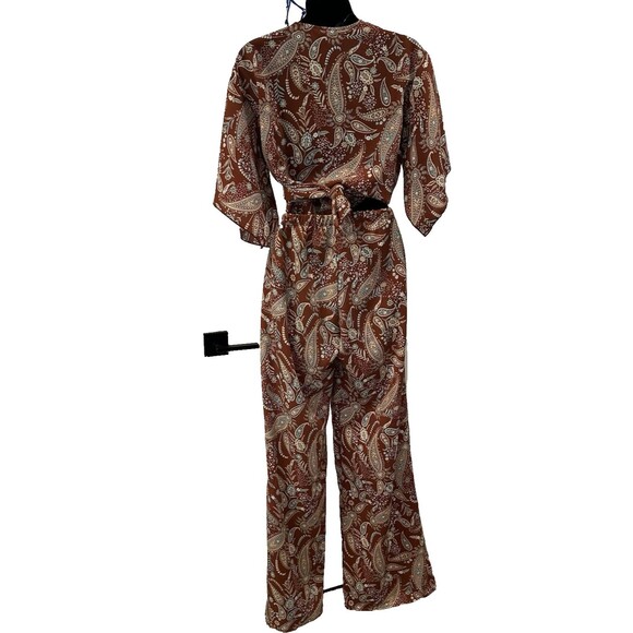 Y2K Two Piece Set Brown Palisades Paisley High Rise Pants + Top Windsor Boho 2pc - Picture 5 of 15
